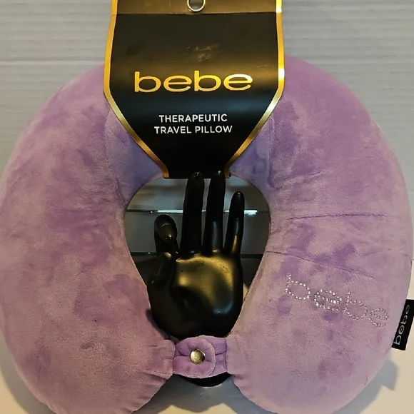 Bebe Purple Therapeutic Travel Pillow with matching luggage Tags.. - Picture 2 of 6